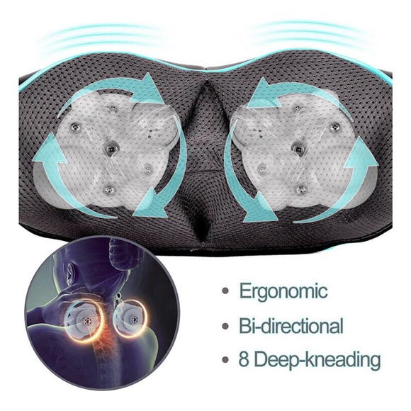 Home & Auto! Shiatsu Back Shoulder & Neck Massager Heat Deep Tissue 3D Kneading - Picture 11 of 15